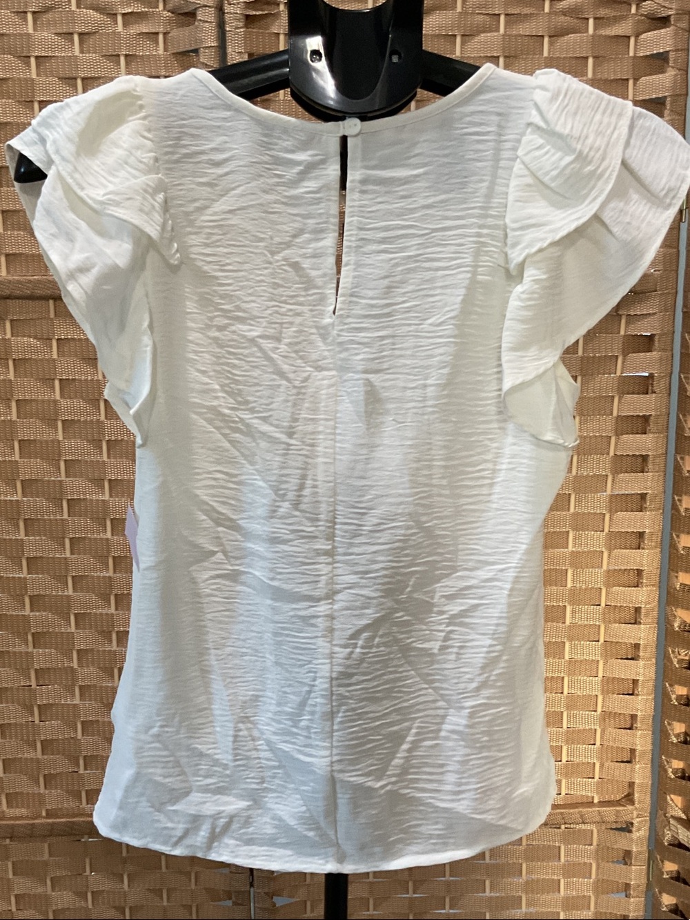 SO White Ruffle Cap-Sleeve Blouse - Picture 4 of 5